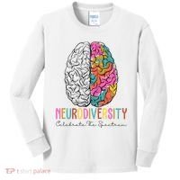 Neurodiversity Celebrate The Spectrum Brain Autism Awareness Kids Long Sleeve Shirt thumb 0