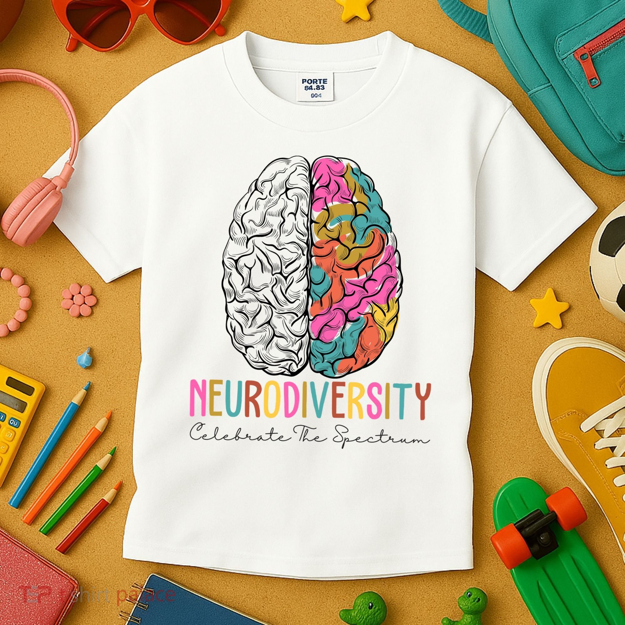 Neurodiversity Celebrate The Spectrum Brain Autism Awareness Kids T-Shirt