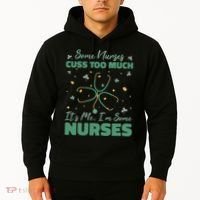 Nurses Cuss Too Much Funny St Patricks Day Hoodie thumb 2