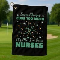 Nurses Cuss Too Much Funny St Patricks Day Golf Towel thumb 1