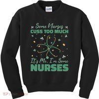 Nurses Cuss Too Much Funny St Patricks Day Kids Sweatshirt thumb 0