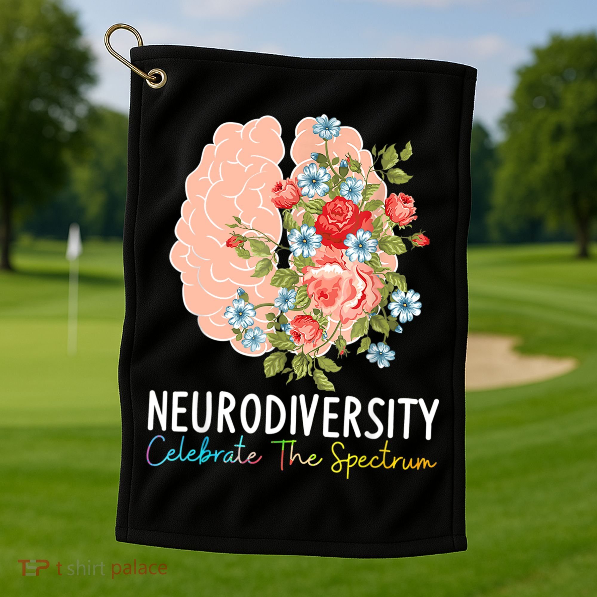 Neurodiversity Celebrate The Spectrum ADHD Brain Autism ASD Golf Towel