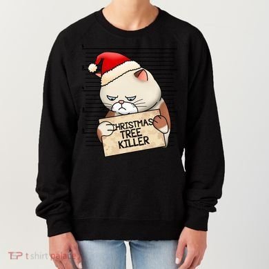 Naughty Christmas Tree Cat Gift Women's Sweatshirt