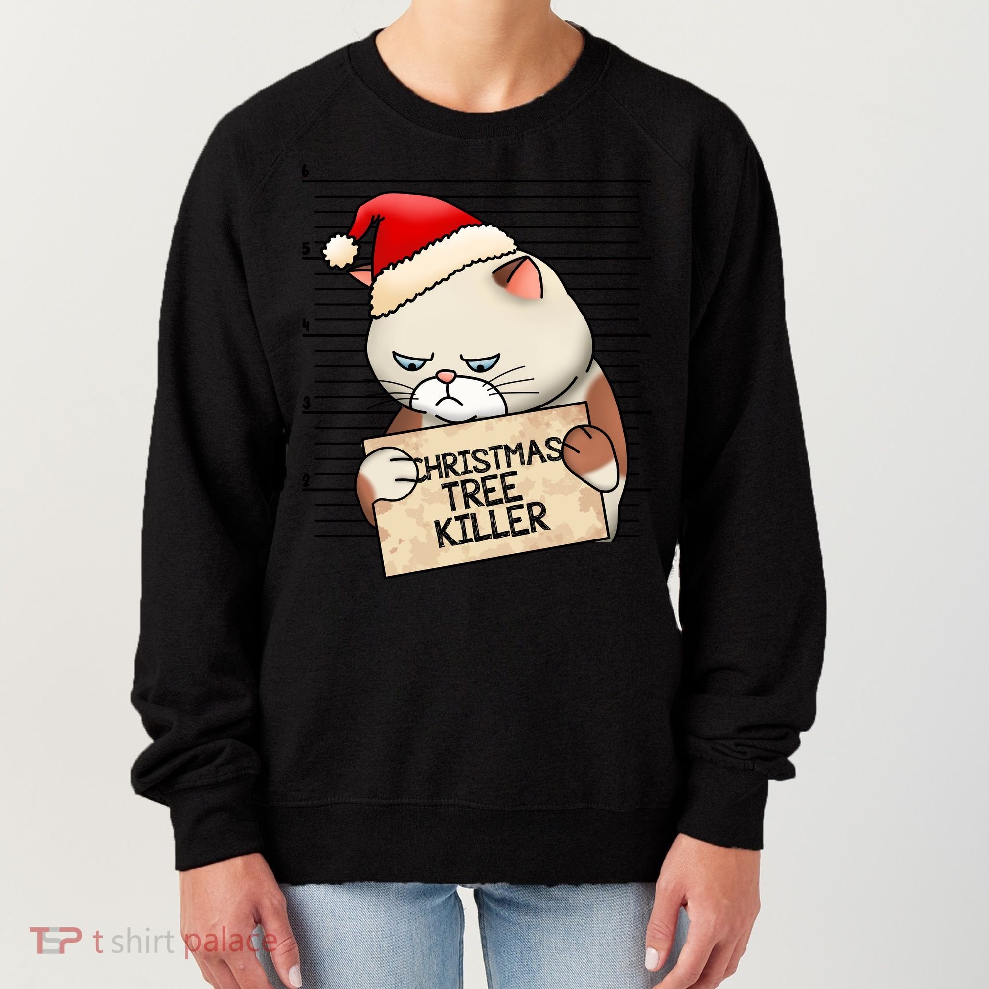 Naughty Christmas Tree Cat Gift Women's Sweatshirt