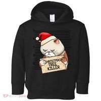 Naughty Christmas Tree Cat Gift Toddler Hoodie thumb 0