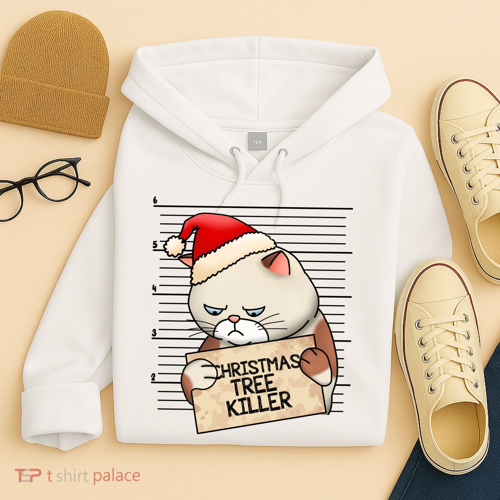 Naughty Christmas Tree Cat Gift Hoodie