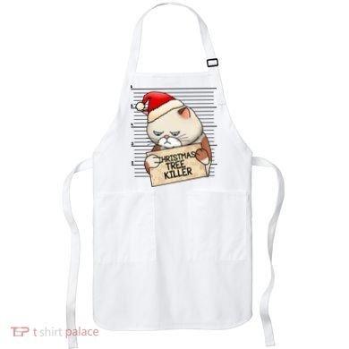 Naughty Christmas Tree Cat Gift Apron