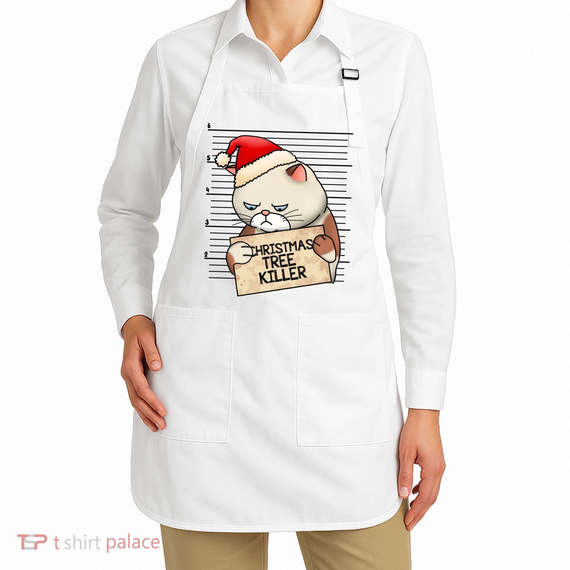 Naughty Christmas Tree Cat Gift Apron