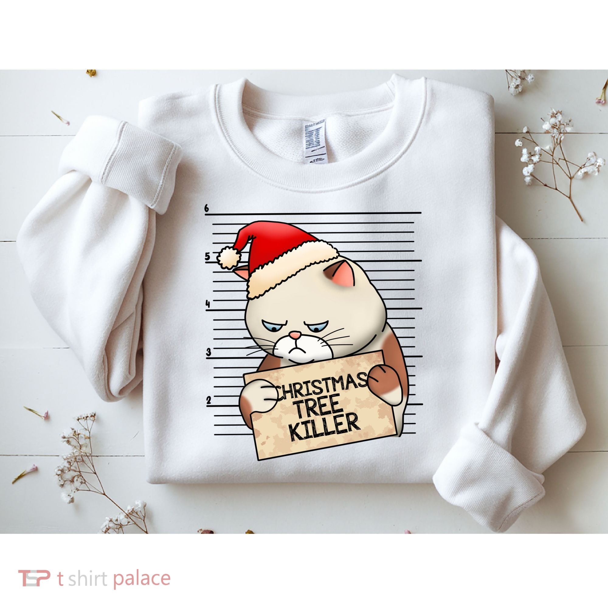 Naughty Christmas Tree Cat Gift Sweatshirt