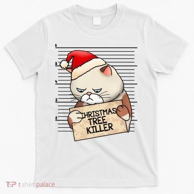 Naughty Christmas Tree Cat Gift T-Shirt