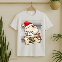 Naughty Christmas Tree Cat Gift T-Shirt thumb 2