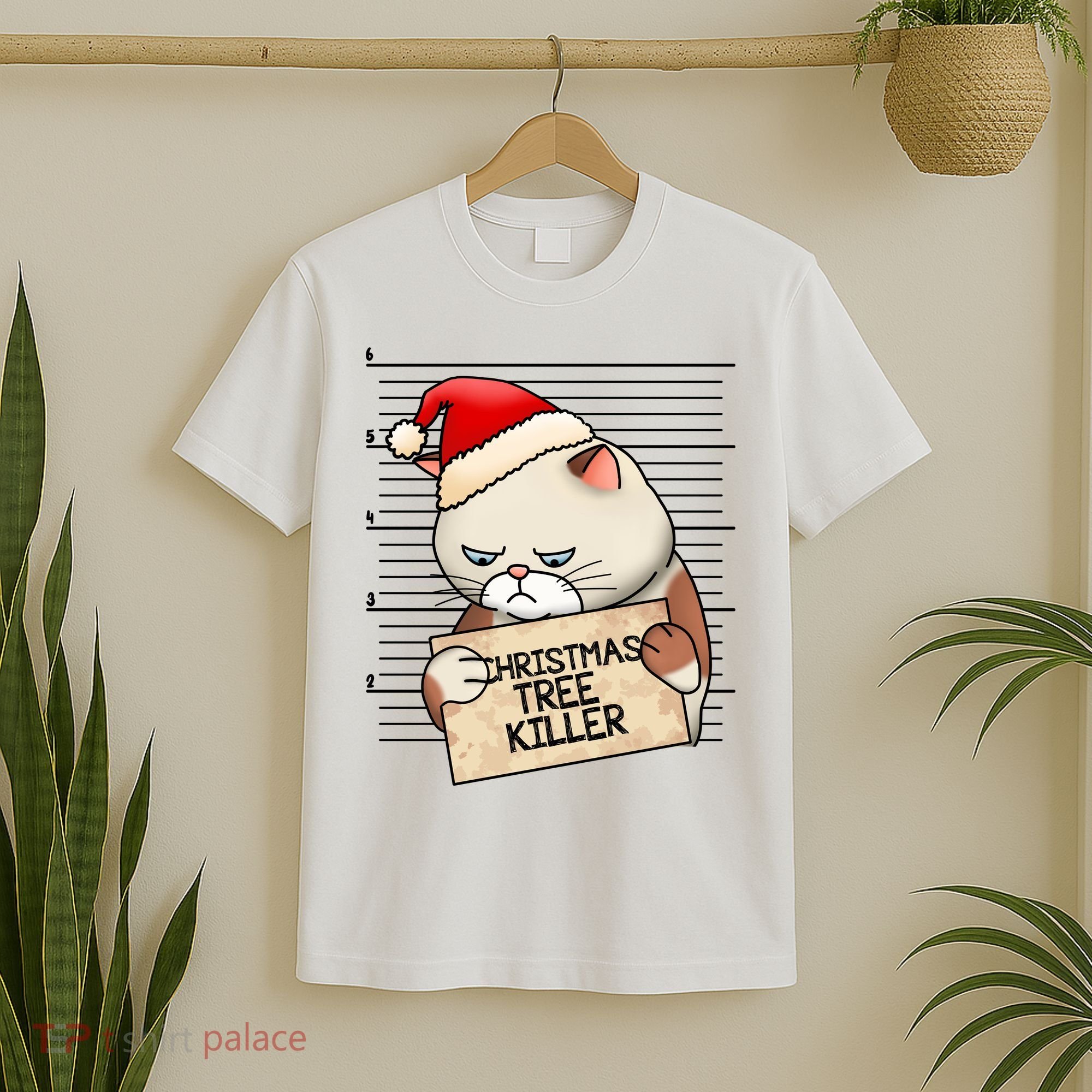 Naughty Christmas Tree Cat Gift T-Shirt