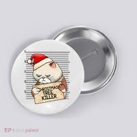 Naughty Christmas Tree Cat Gift Button thumb 0
