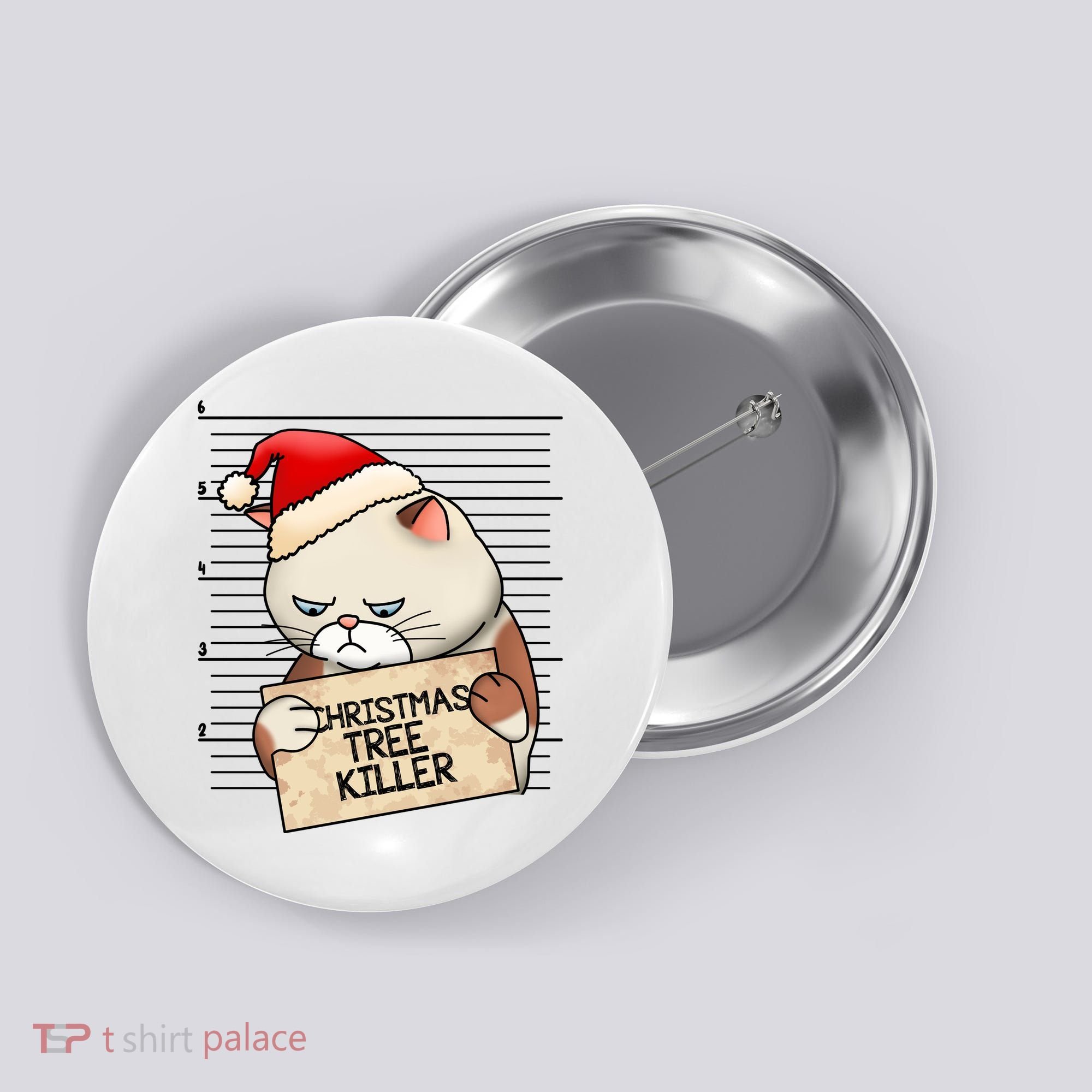 Naughty Christmas Tree Cat Gift Button