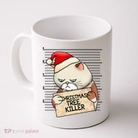 Naughty Christmas Tree Cat Gift Coffee Mug thumb 0