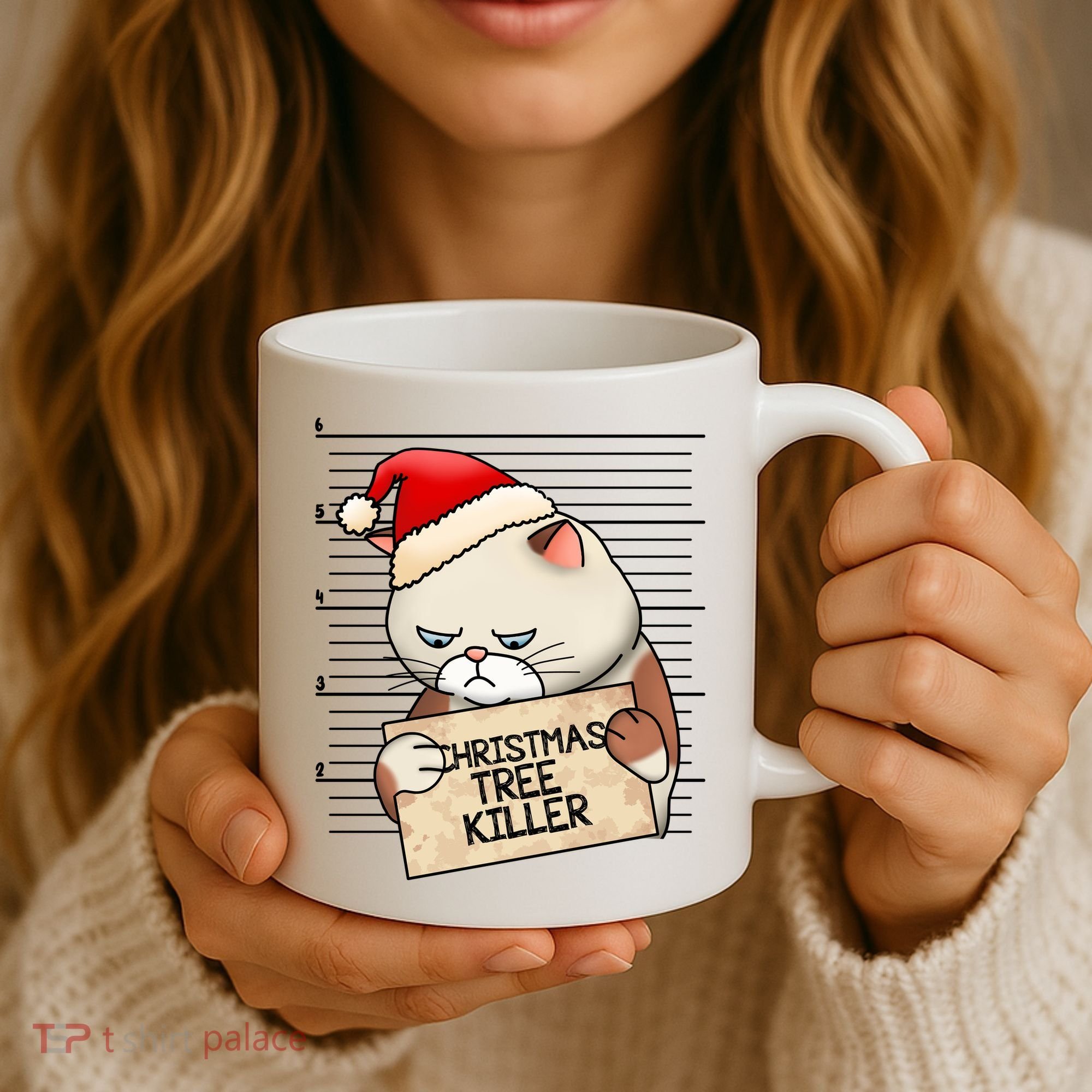 Naughty Christmas Tree Cat Gift Coffee Mug