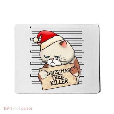 Naughty Christmas Tree Cat Gift Mousepad