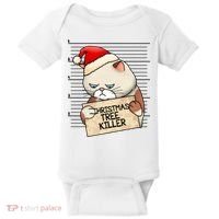 Naughty Christmas Tree Cat Gift Baby Bodysuit thumb 0