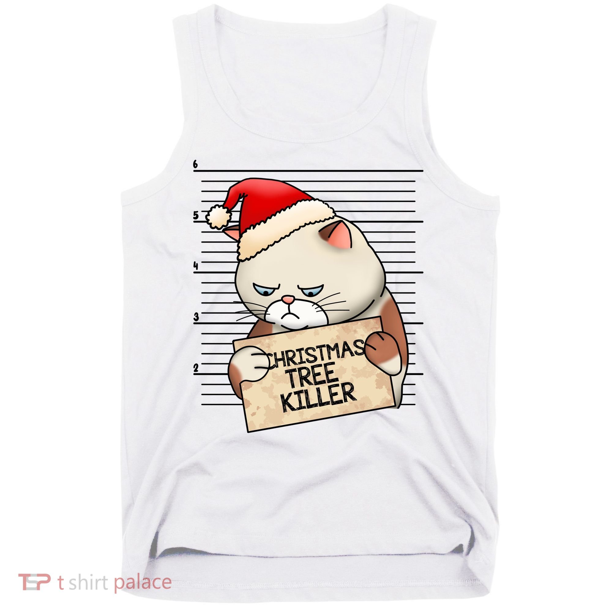 Naughty Christmas Tree Cat Gift Tank Top