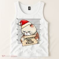 Naughty Christmas Tree Cat Gift Tank Top thumb 2