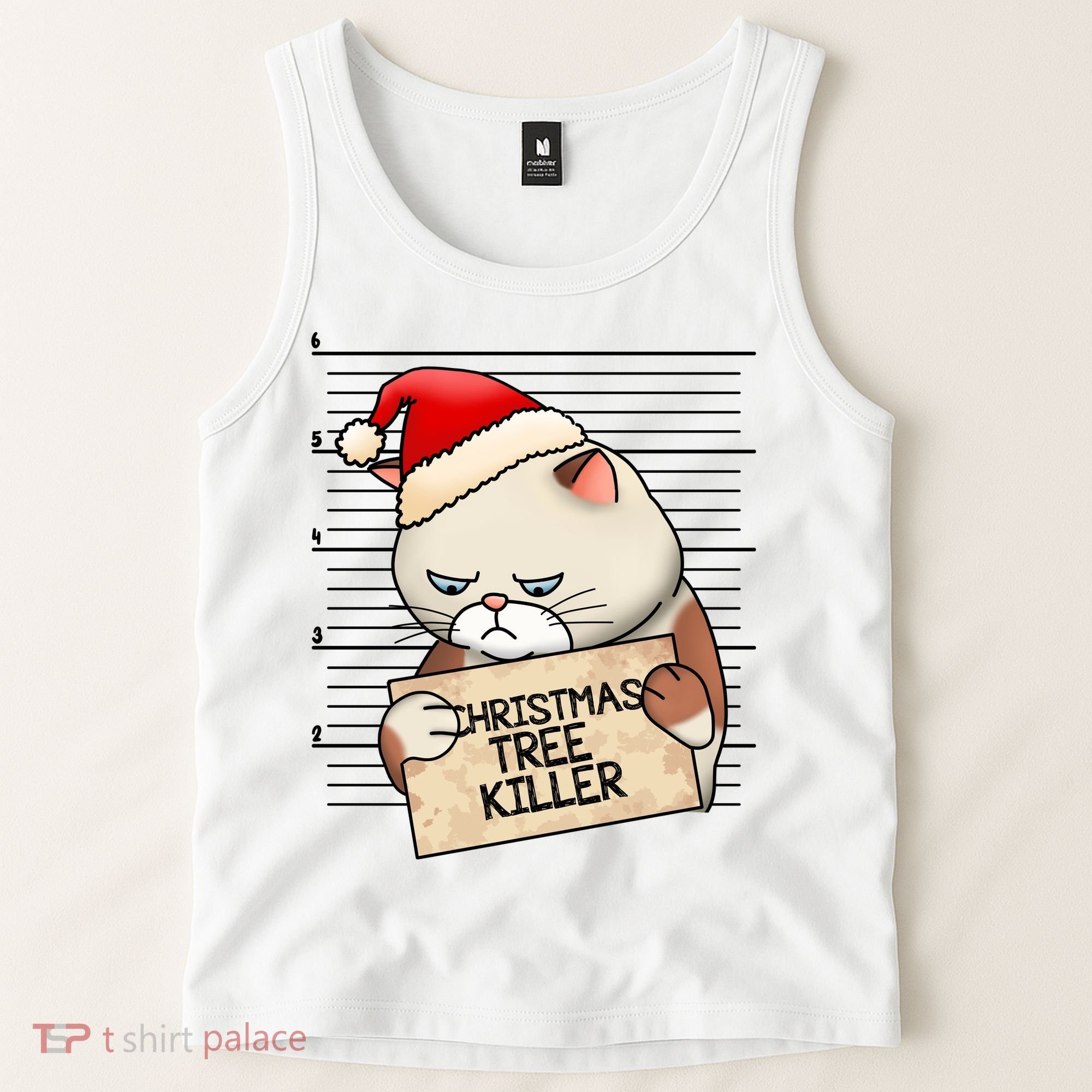 Naughty Christmas Tree Cat Gift Tank Top