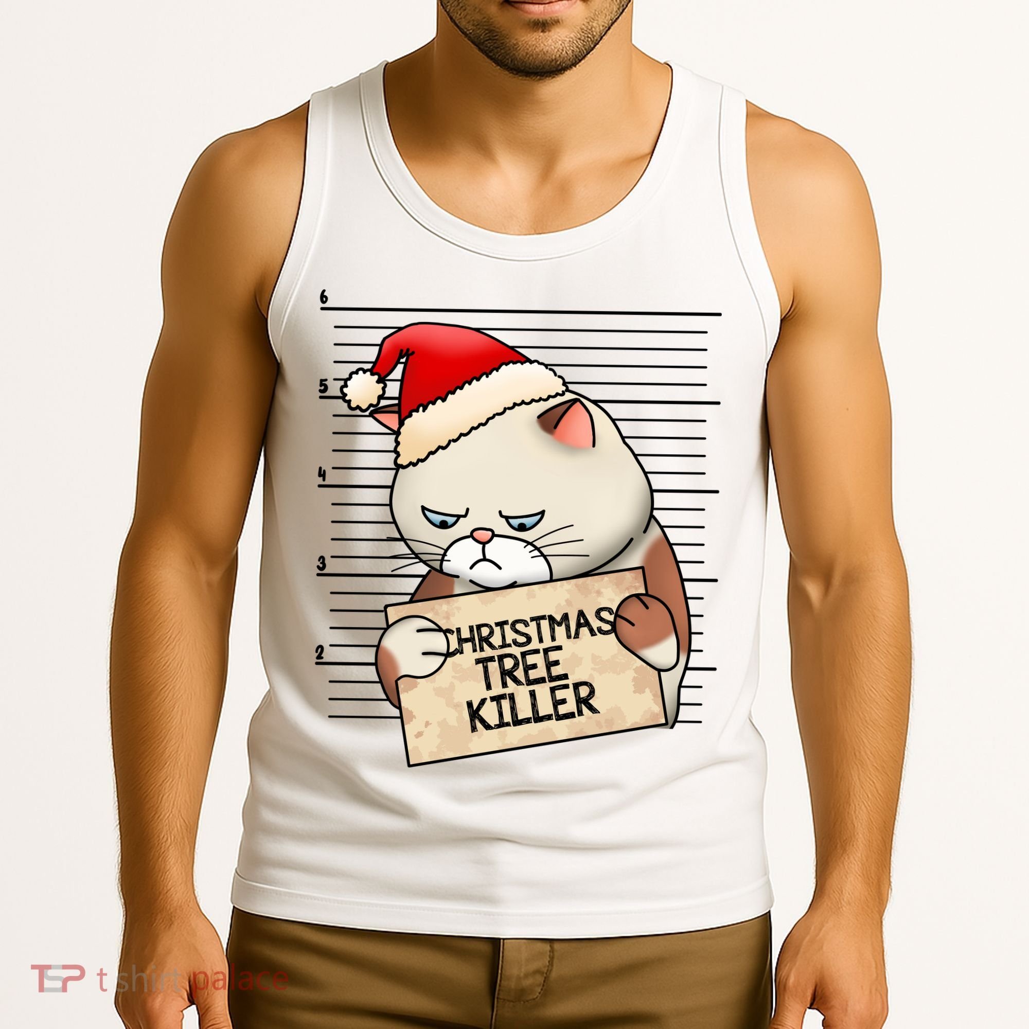 Naughty Christmas Tree Cat Gift Tank Top