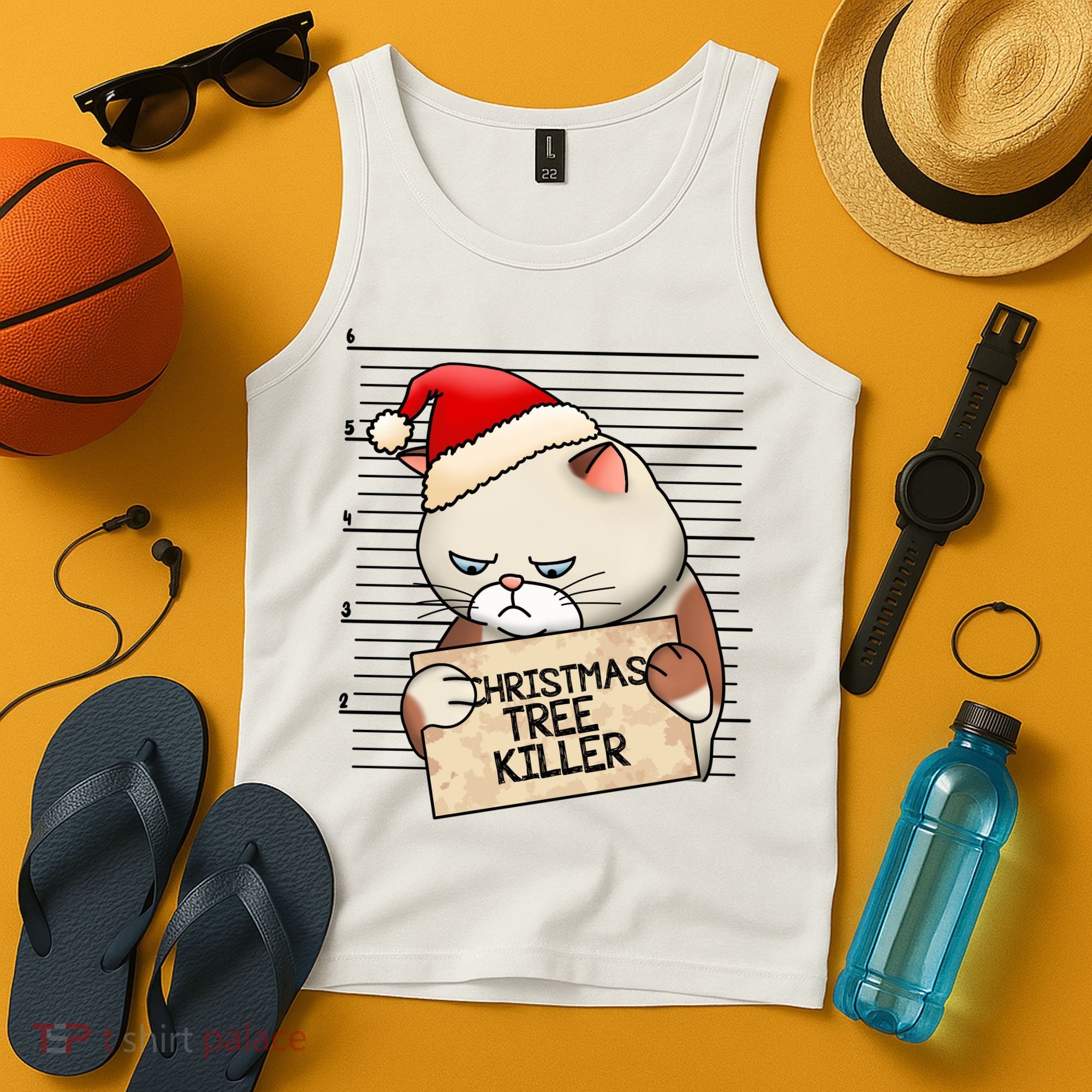 Naughty Christmas Tree Cat Gift Tank Top