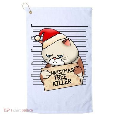 Naughty Christmas Tree Cat Gift Golf Towel