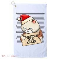 Naughty Christmas Tree Cat Gift Golf Towel thumb 0