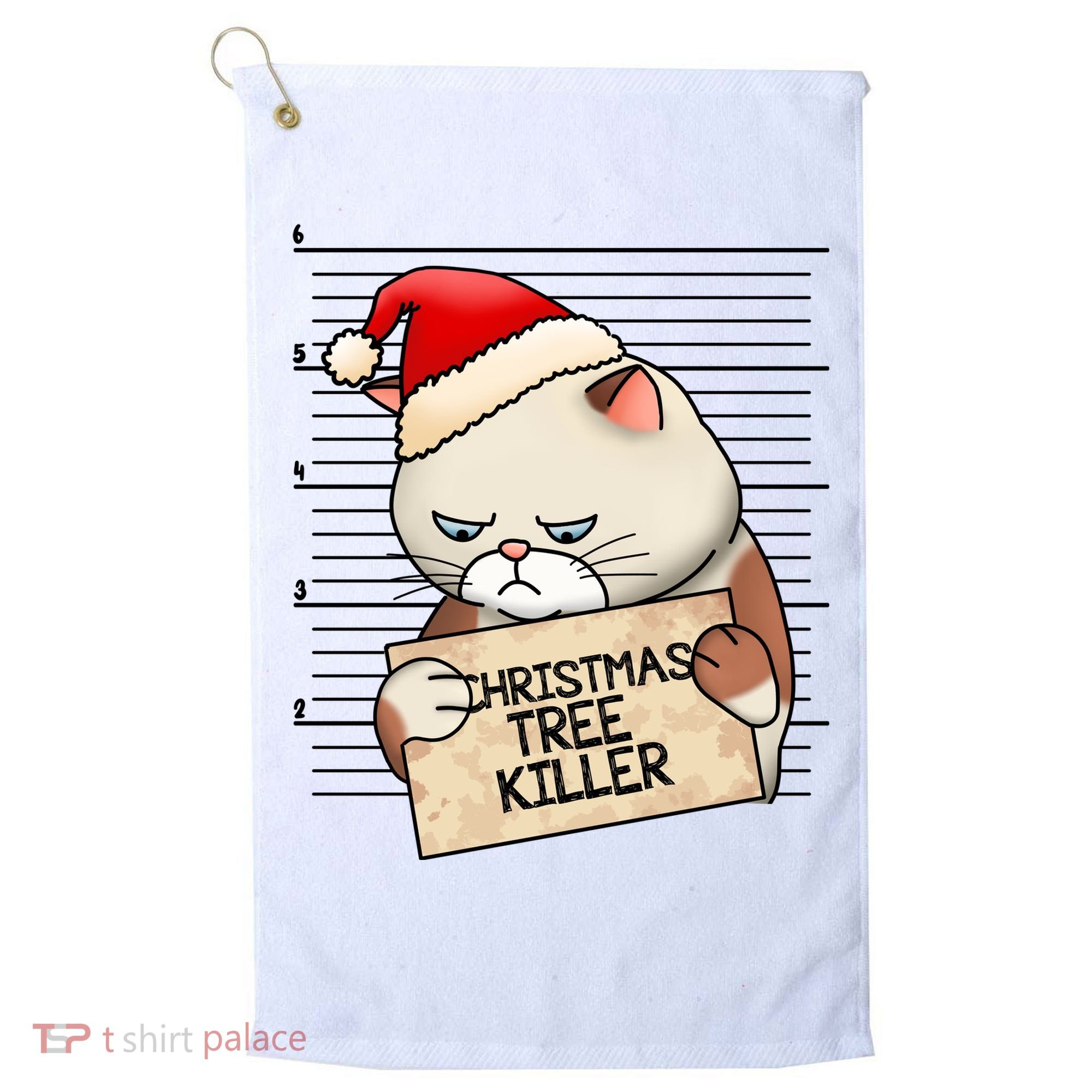 Naughty Christmas Tree Cat Gift Golf Towel