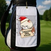 Naughty Christmas Tree Cat Gift Golf Towel thumb 2