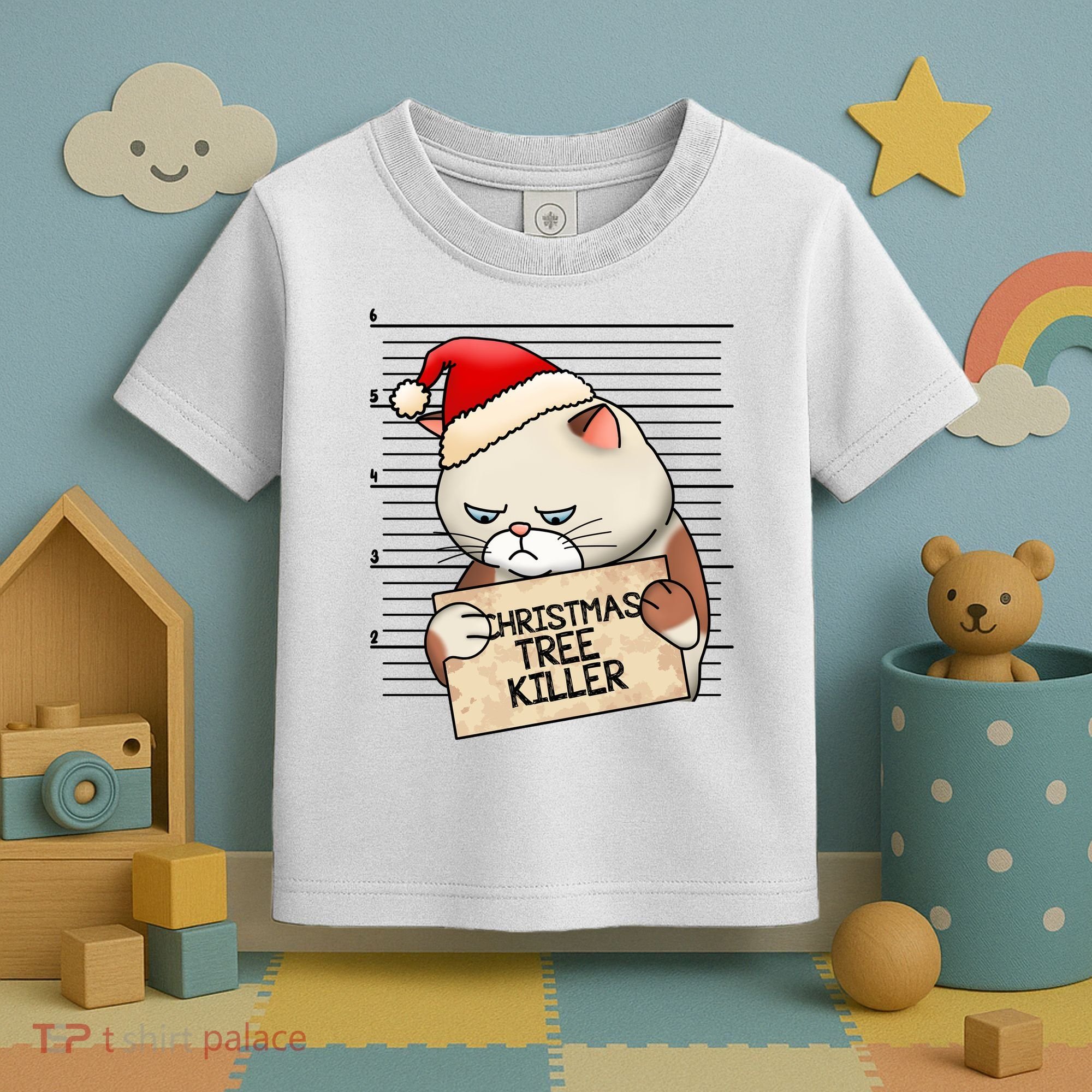 Naughty Christmas Tree Cat Gift Toddler T-Shirt
