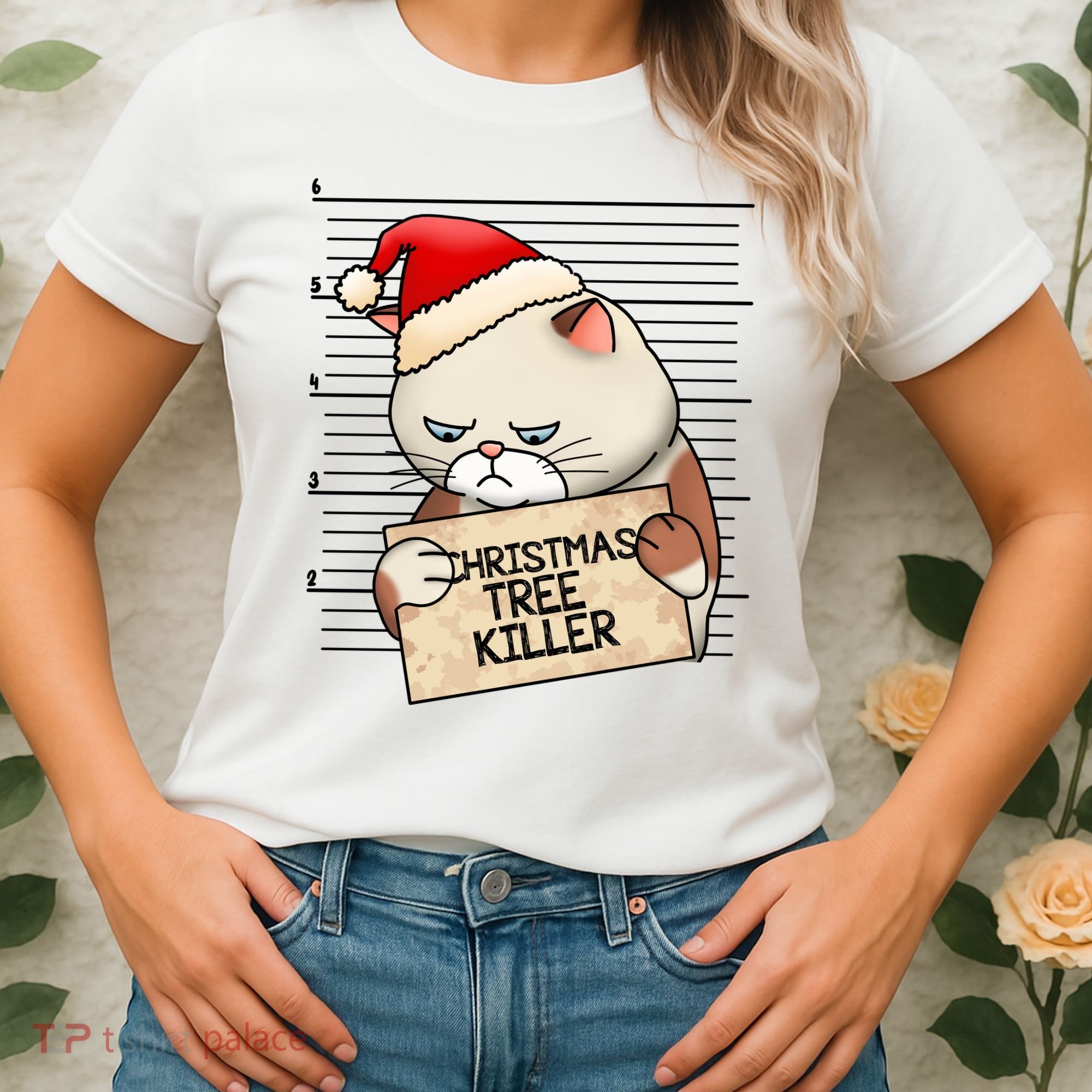 Naughty Christmas Tree Cat Gift Women's T-Shirt
