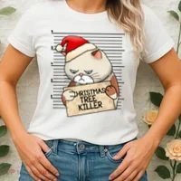 Naughty Christmas Tree Cat Gift Women's T-Shirt thumb 2