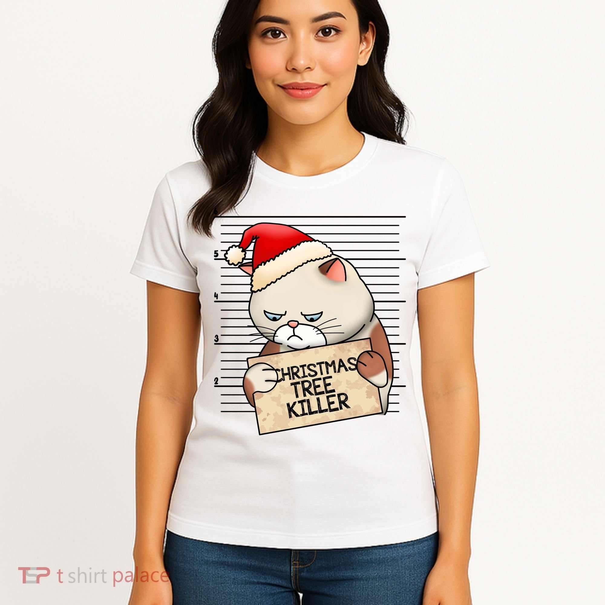 Naughty Christmas Tree Cat Gift Women's T-Shirt