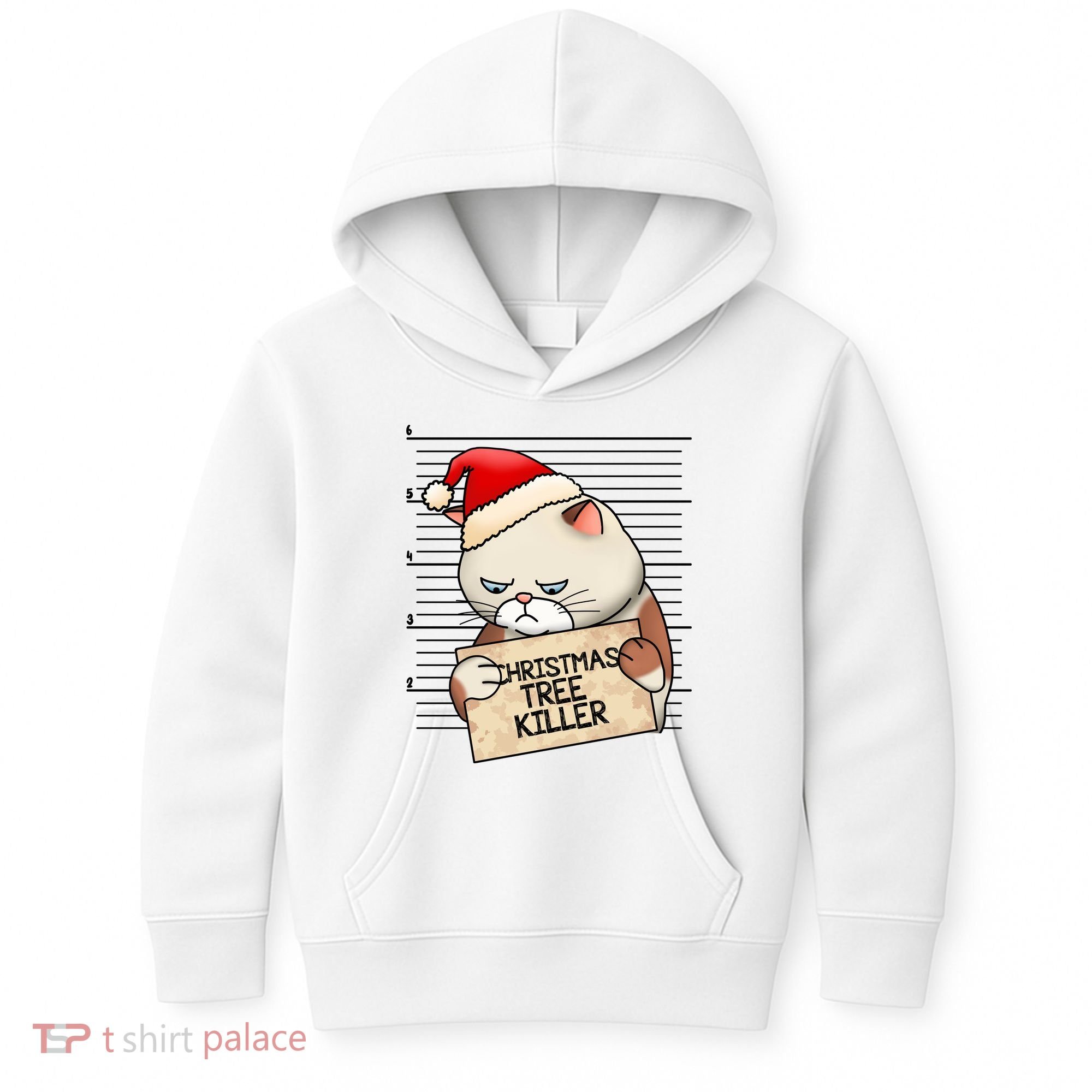 Naughty Christmas Tree Cat Gift Kids Hoodie