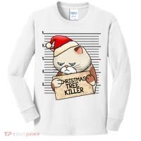 Naughty Christmas Tree Cat Gift Kids Long Sleeve Shirt thumb 0