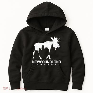 Newfoundland Canada Vintage Pride Souvenir Moose Nature Kids Hoodie