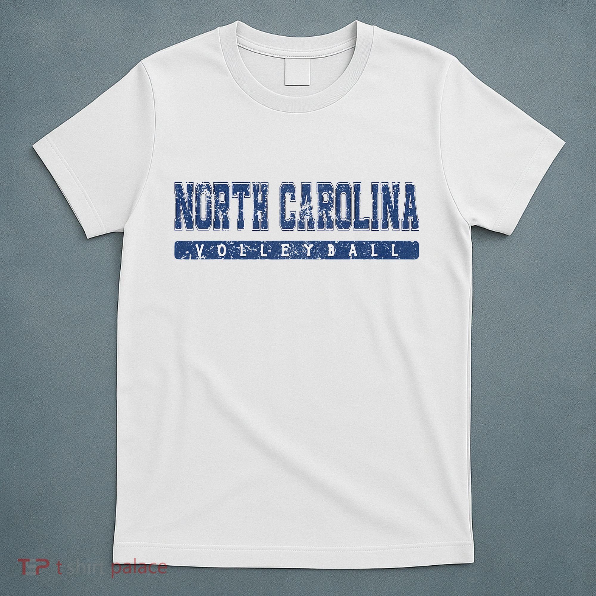 North Carolina Volleyball Blue Vintage Text T-Shirt
