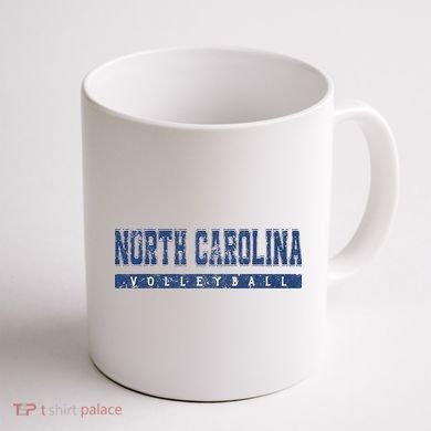 North Carolina Volleyball Blue Vintage Text Coffee Mug back
