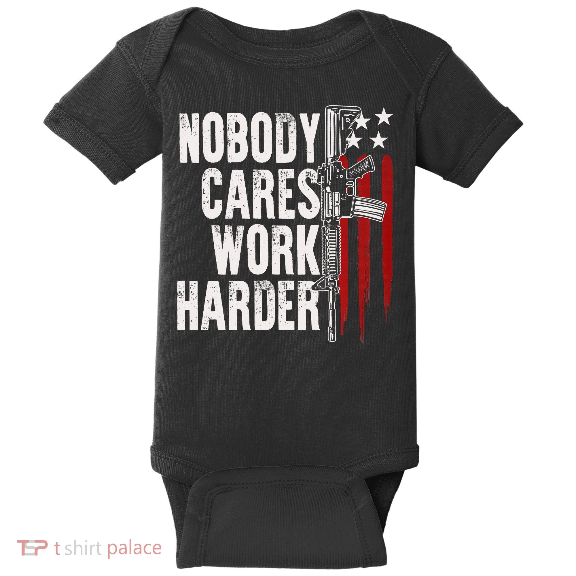 Nobody Cares Work Harder AR15 Owner American Flag Baby Bodysuit