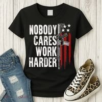 Nobody Cares Work Harder AR15 Owner American Flag Women's T-Shirt thumb 3