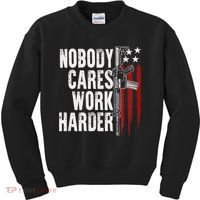 Nobody Cares Work Harder AR15 Owner American Flag Kids Sweatshirt thumb 0