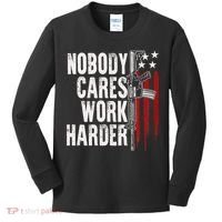 Nobody Cares Work Harder AR15 Owner American Flag Kids Long Sleeve Shirt thumb 0