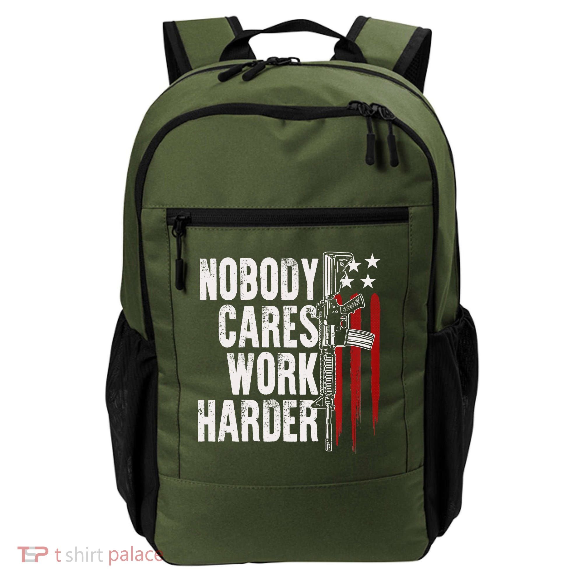 Nobody Cares Work Harder AR15 Owner American Flag Backpack