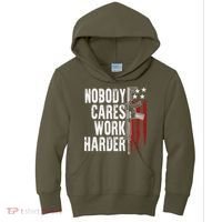 Nobody Cares Work Harder AR15 Owner American Flag Kids Hoodie thumb 0