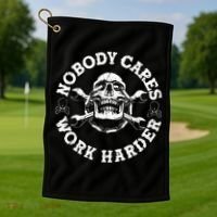 Nobody Cares Work Harder Skull Golf Towel thumb 1