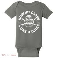 Nobody Cares Work Harder Skull Baby Bodysuit thumb 0