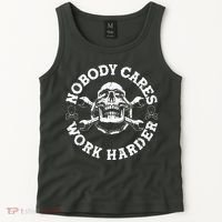 Nobody Cares Work Harder Skull Tank Top thumb 2