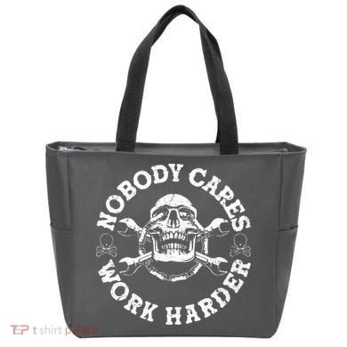 Nobody Cares Work Harder Skull Tote Bag